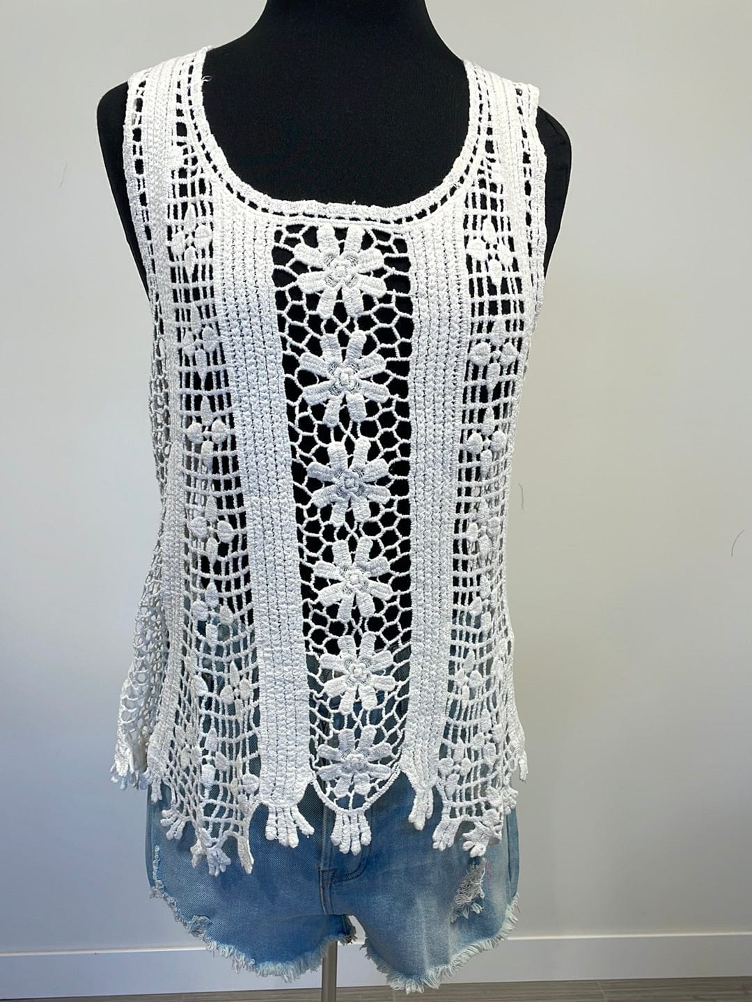 White Crochet Tank