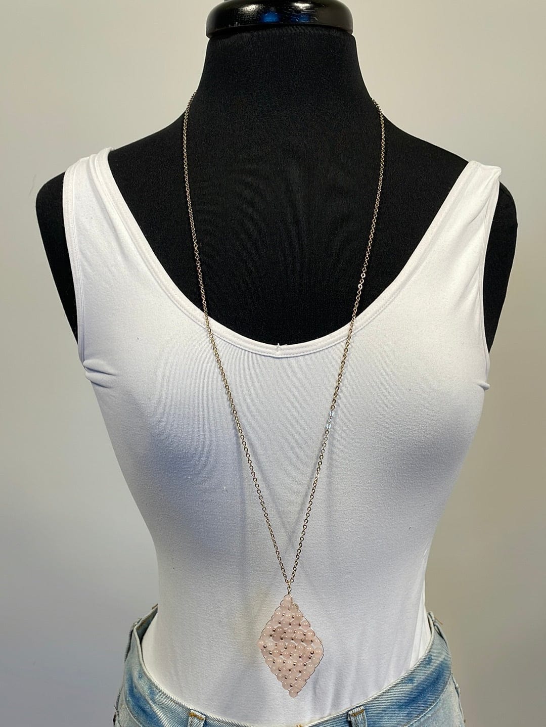Blush Beaded Pendant Necklace