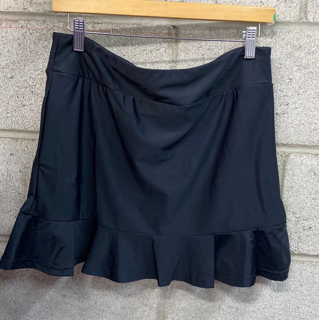 Black Ruffle Trim Skort