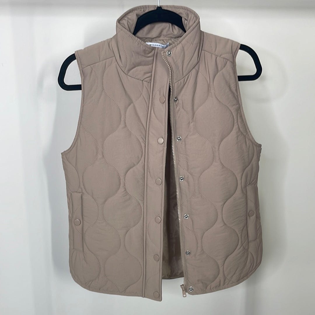 Taupe Polar Collar Zip Vest