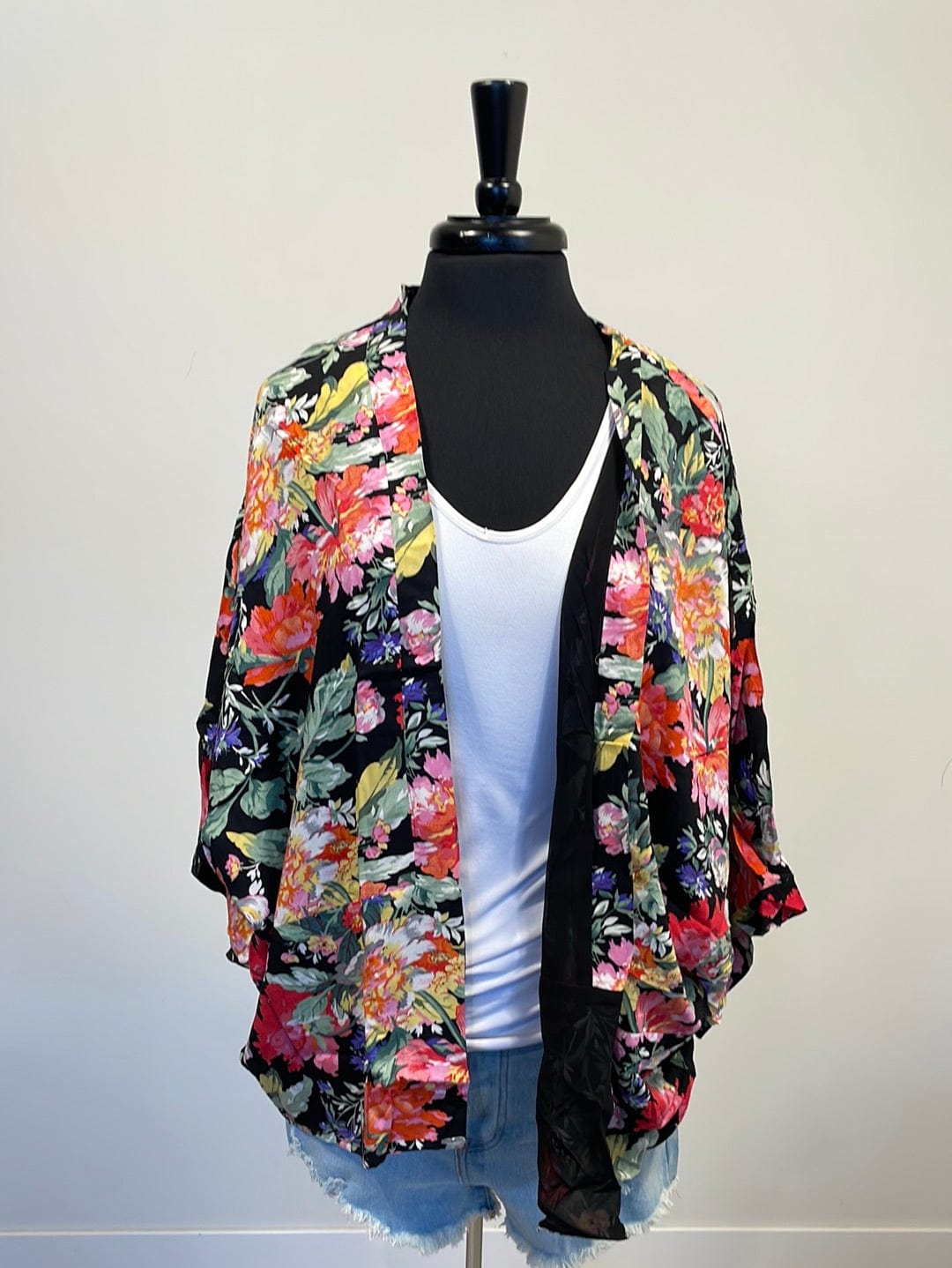 Black Floral Missy Kimono