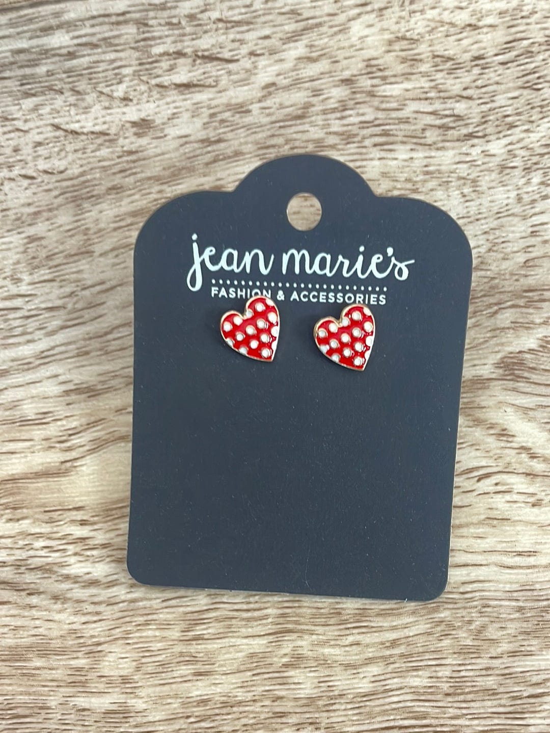 Red & White Dot Heart Stud