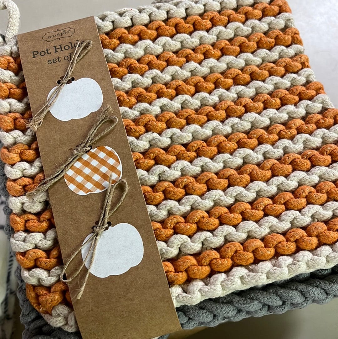 Orange Crochet Pot Holder Set