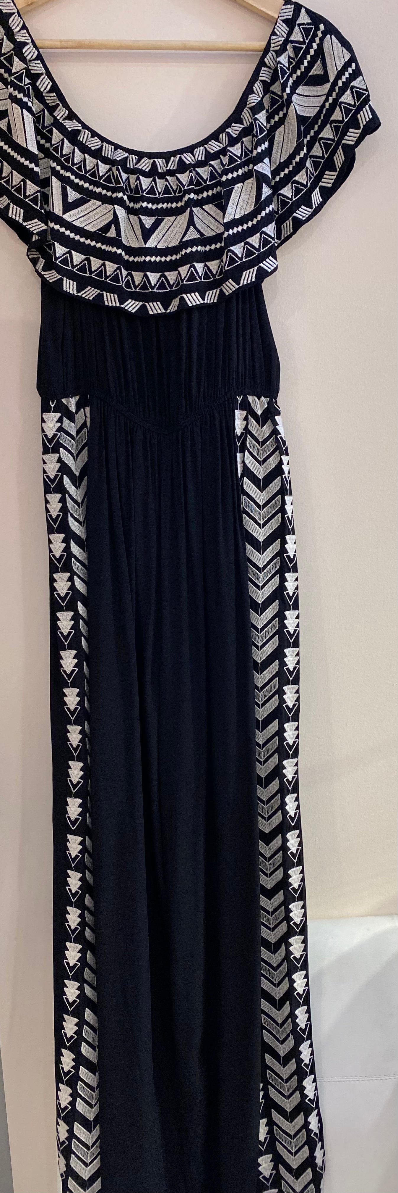 Black Off Shoulder Embroidered Jumpsuit
