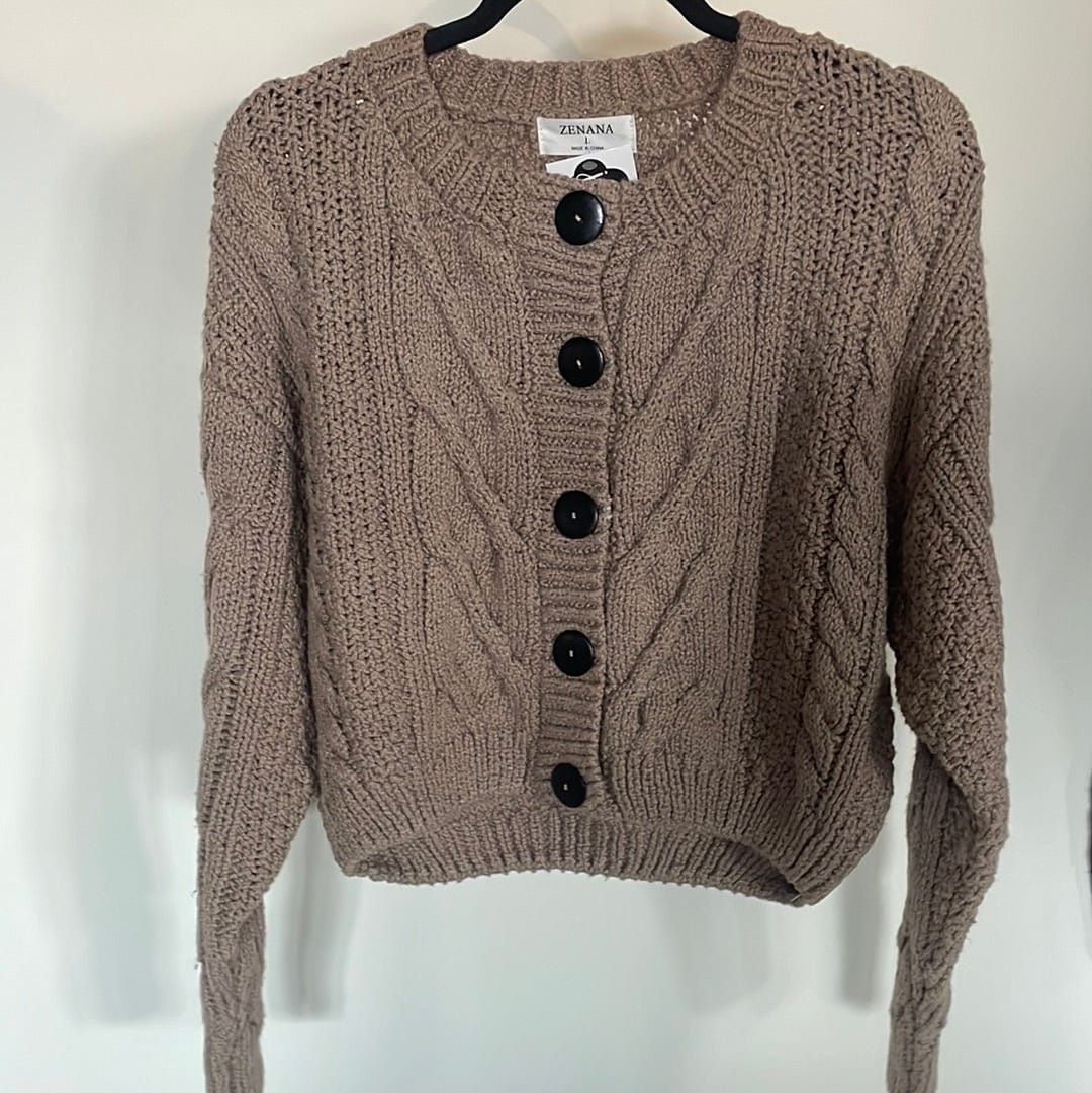 Mocha Button Front Cardigan