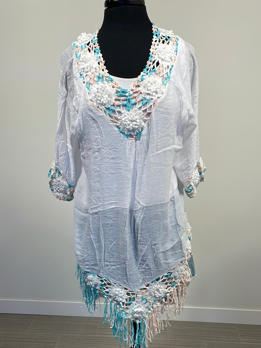 White Multi Pink Floral Coverup