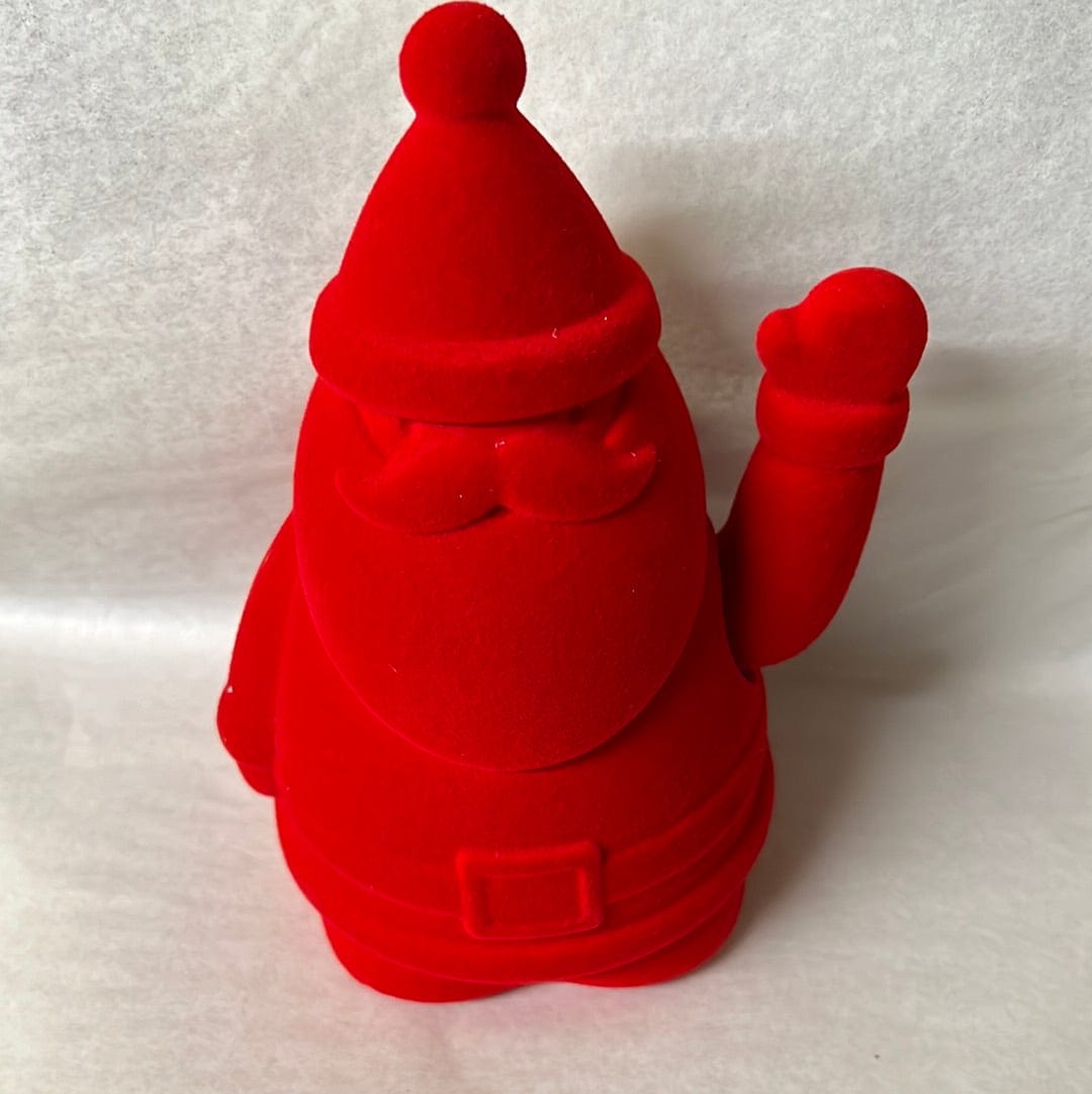 Red Flocked Waving Santa
