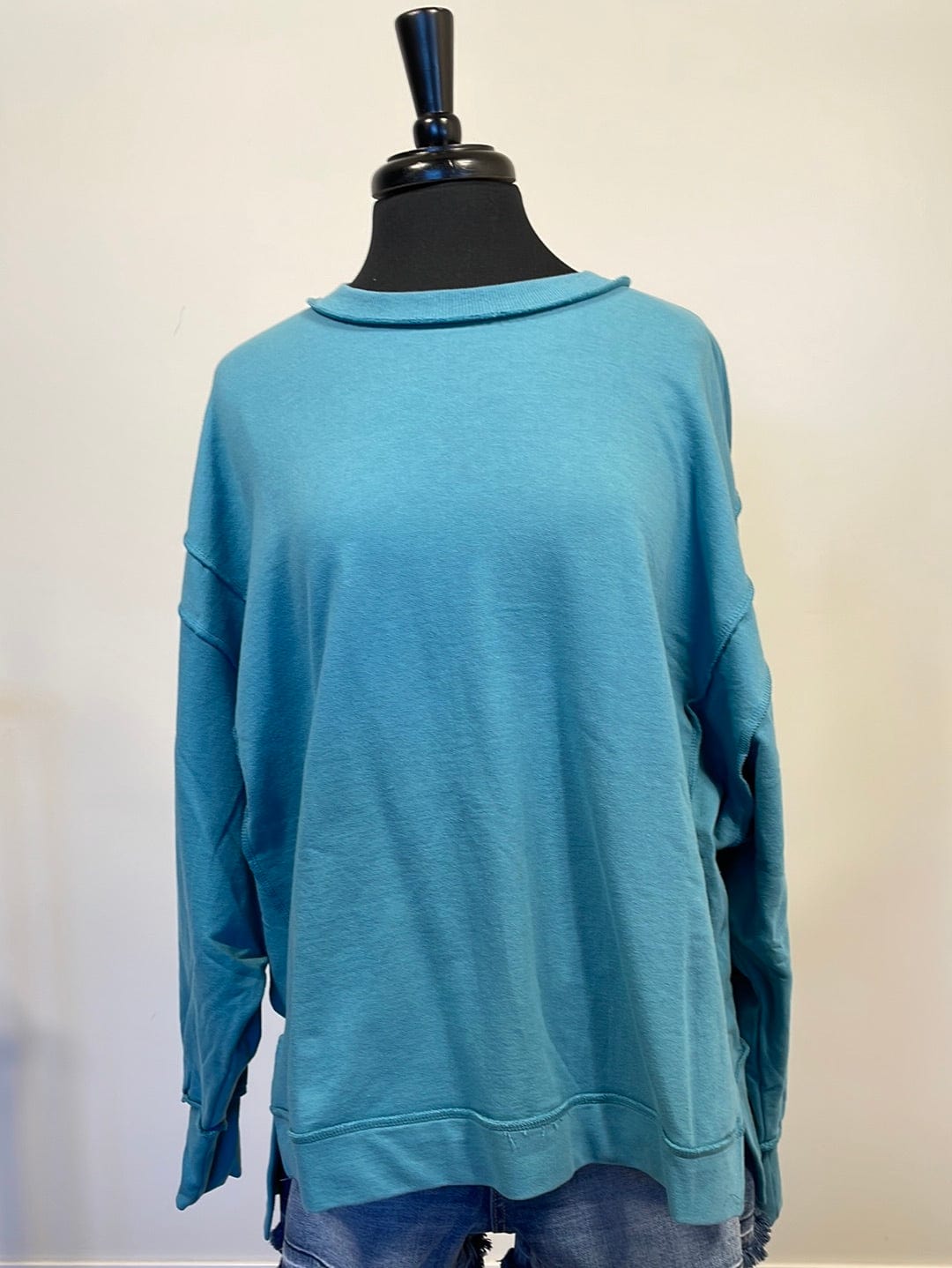 Teal French Terry Oversized Top