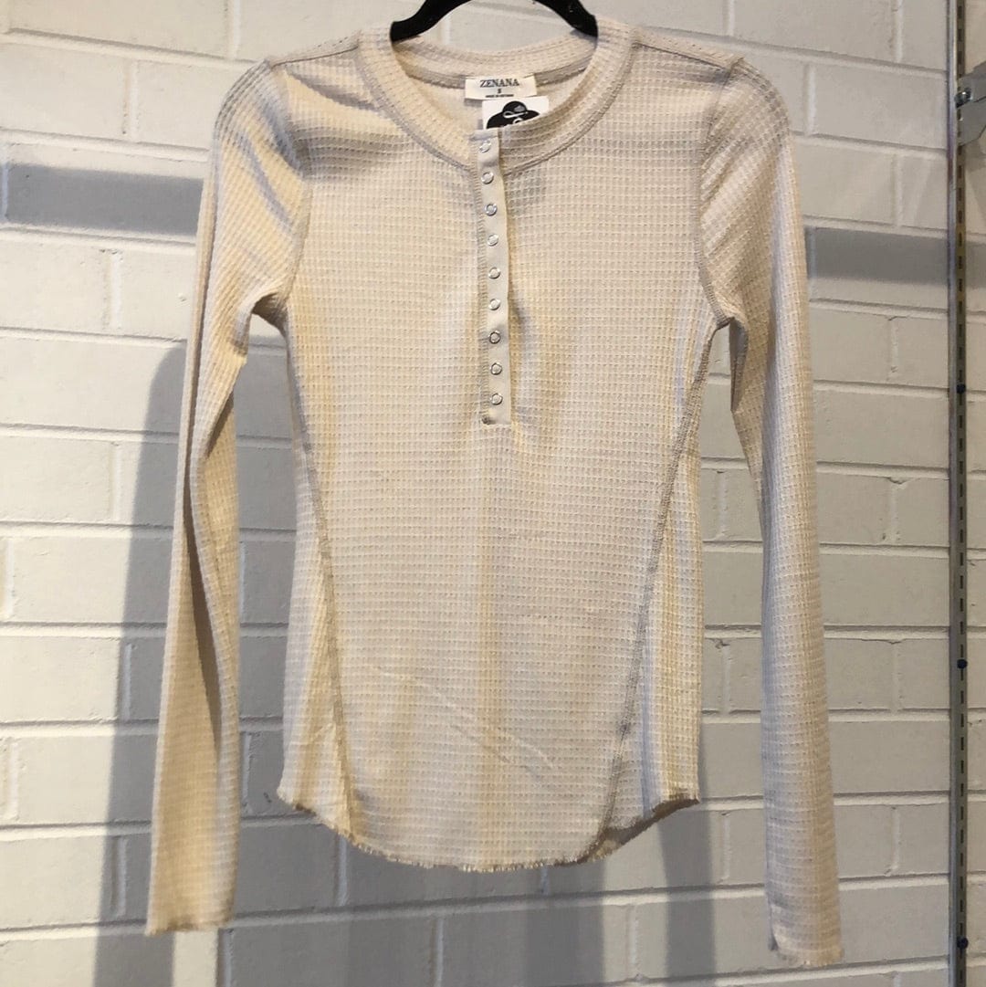 Sand Beige Baby Waffle Snap Button Top