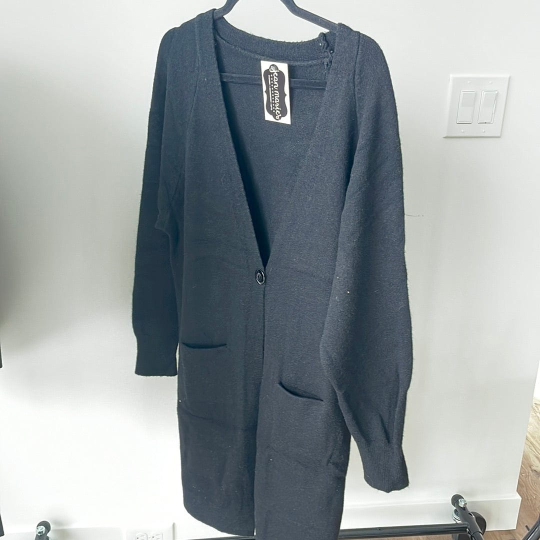 Black One Size Solid Cardigan