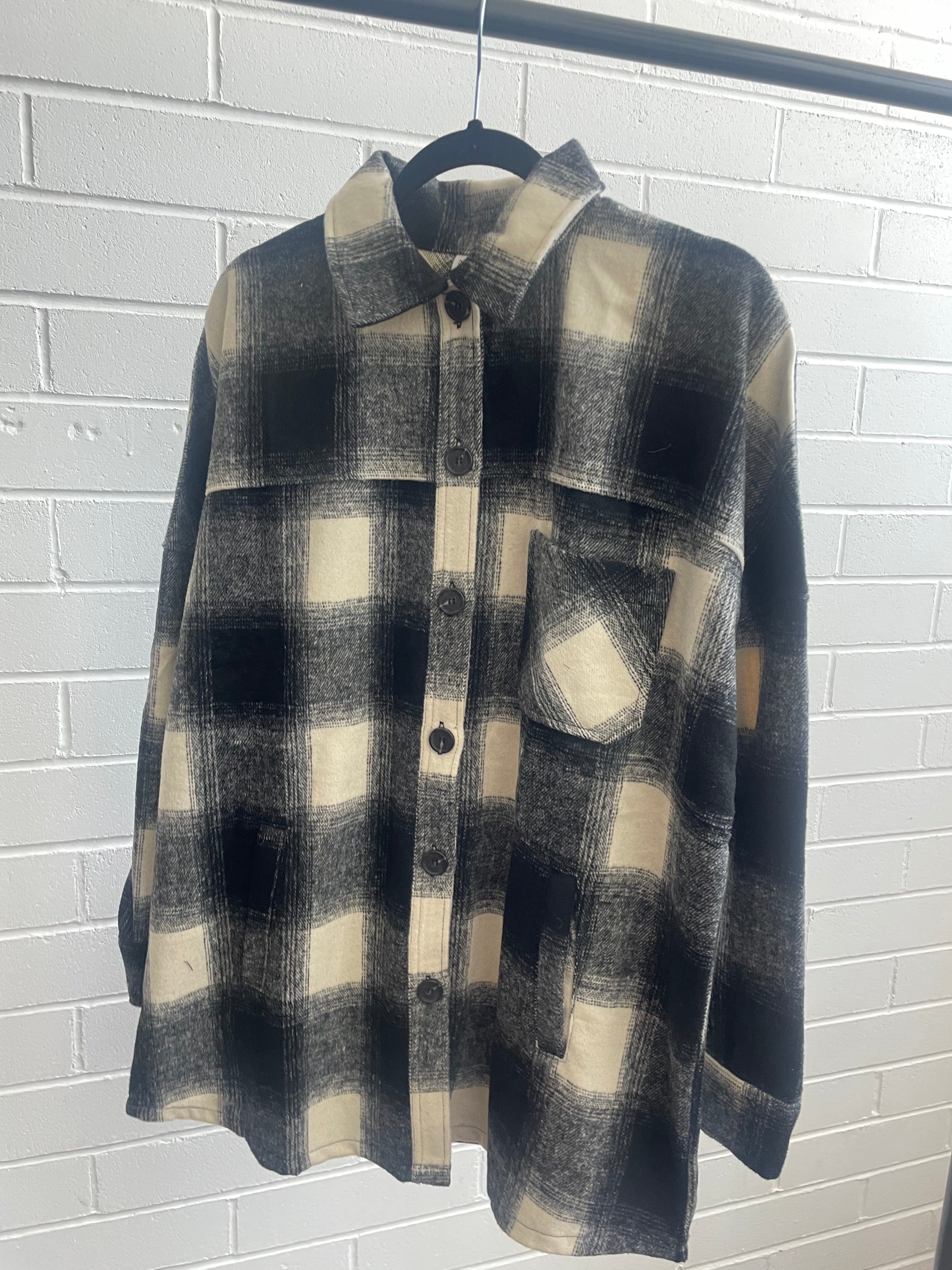 Black Plaid Oversized Longline Shacket