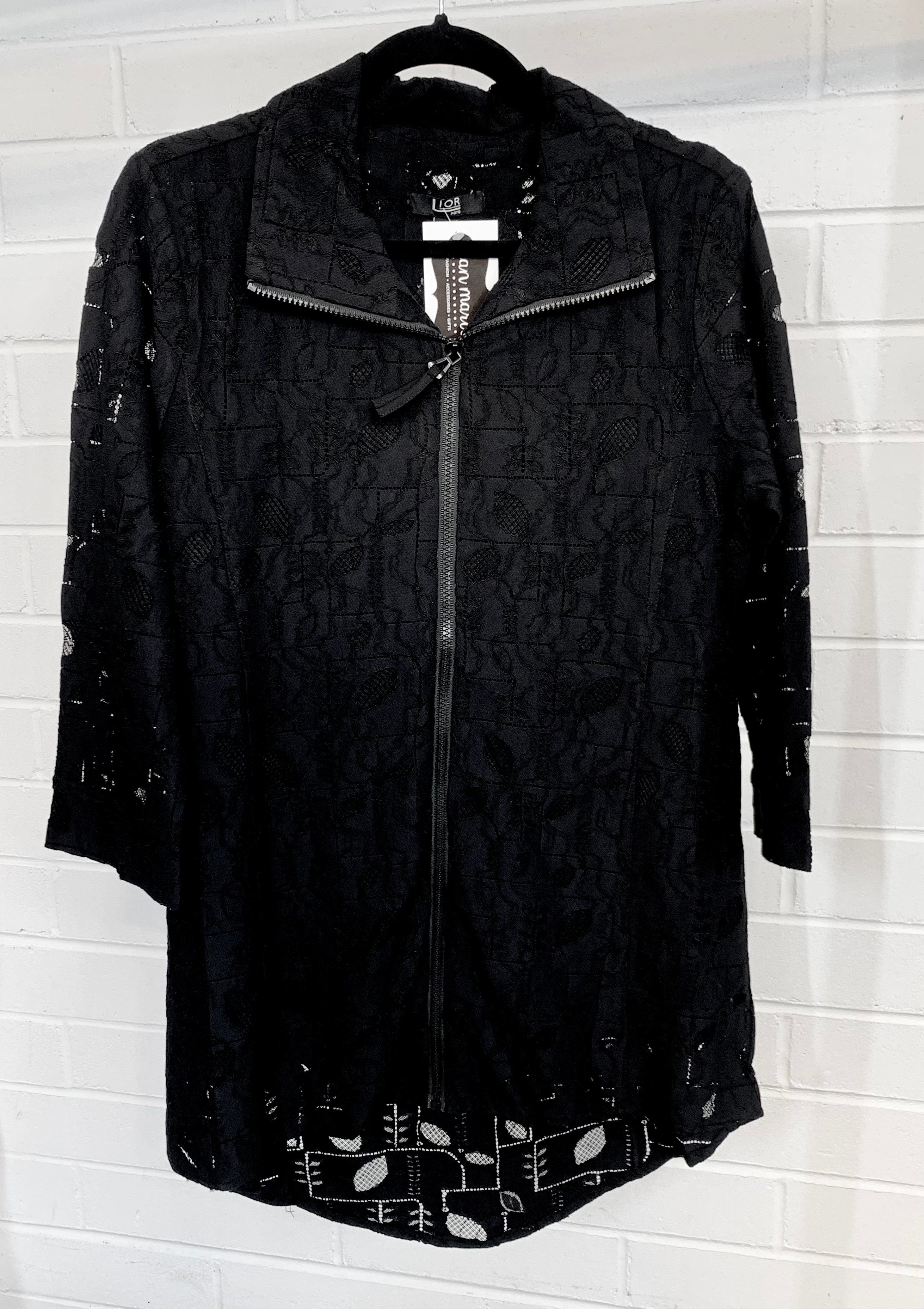 Black Texture Zipper Jacket