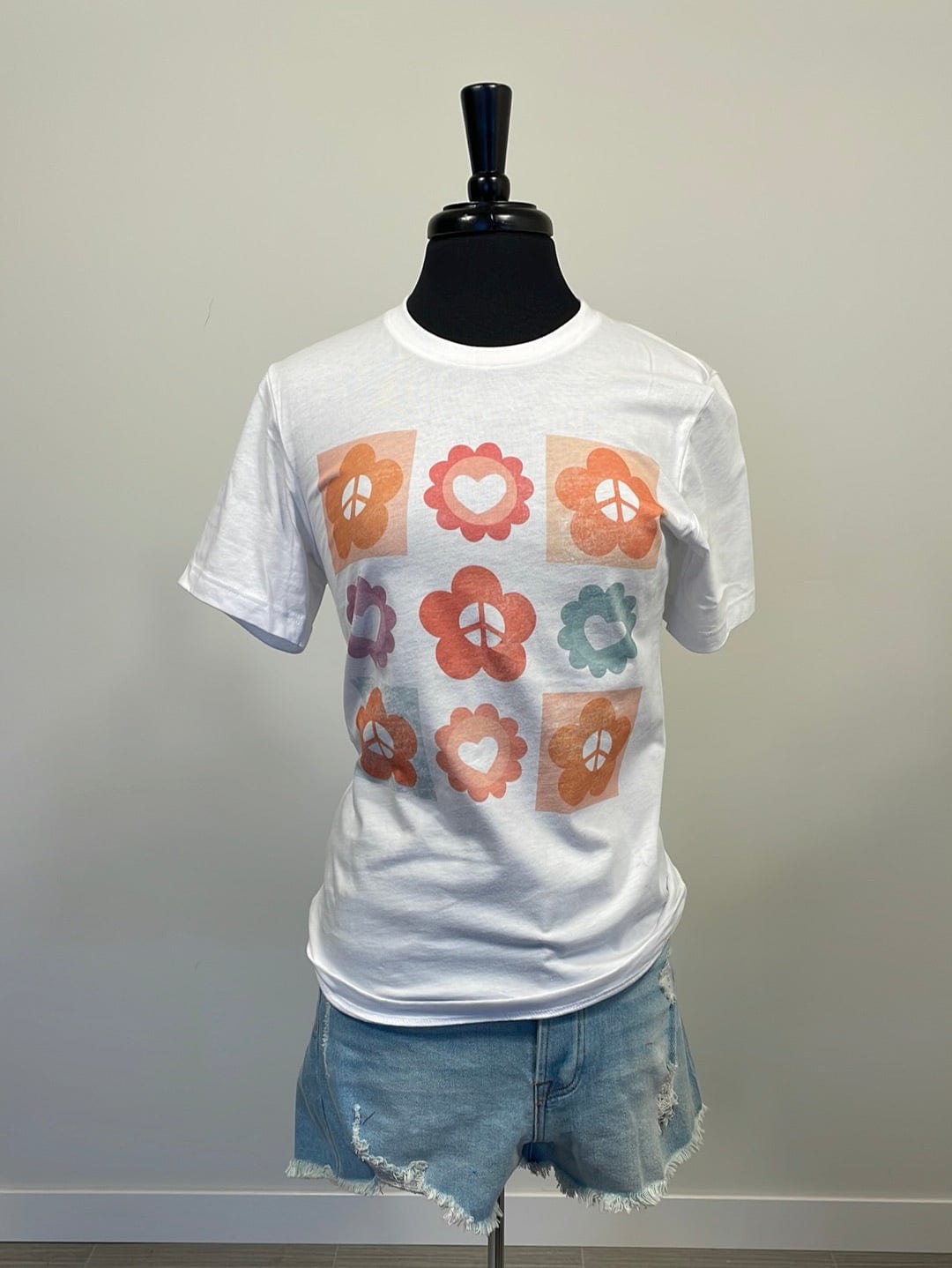 Peace Flower Power Grid Graphic Tee