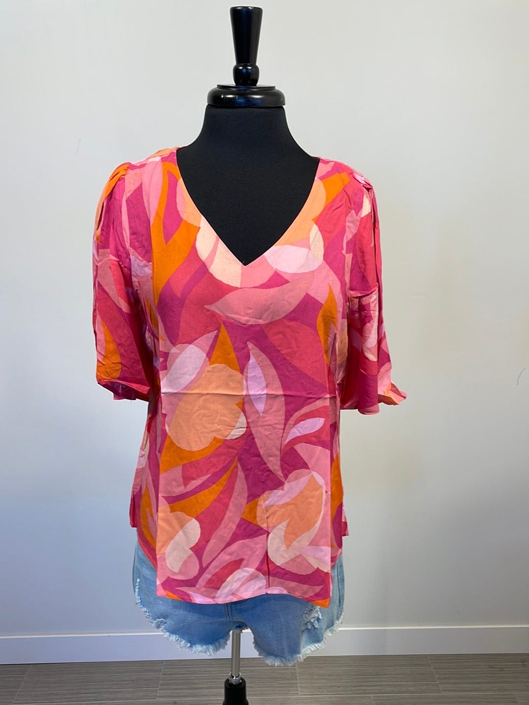 Hot Pink Abstract Flowers Top