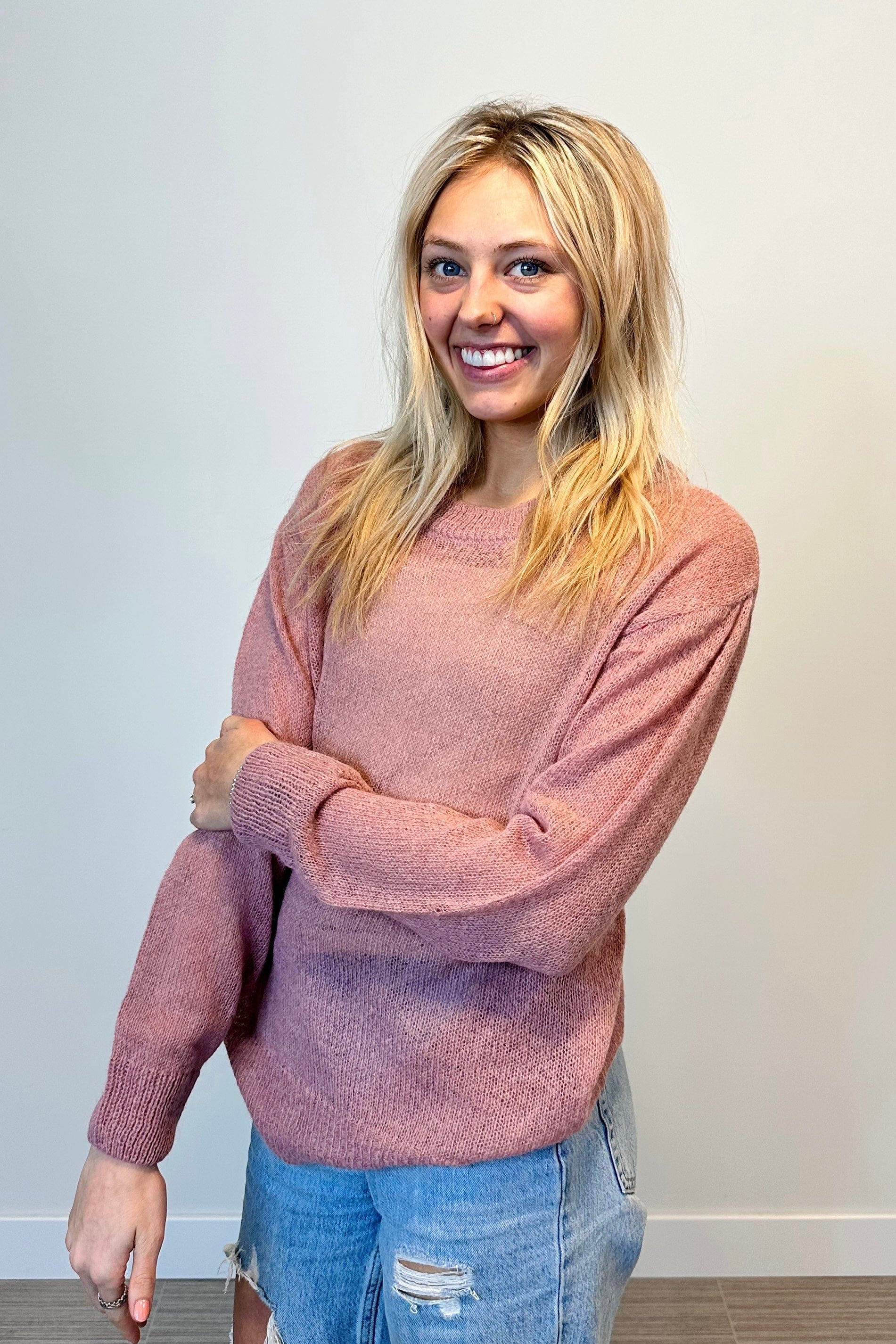 Light Rose Sheer Wool Sweater