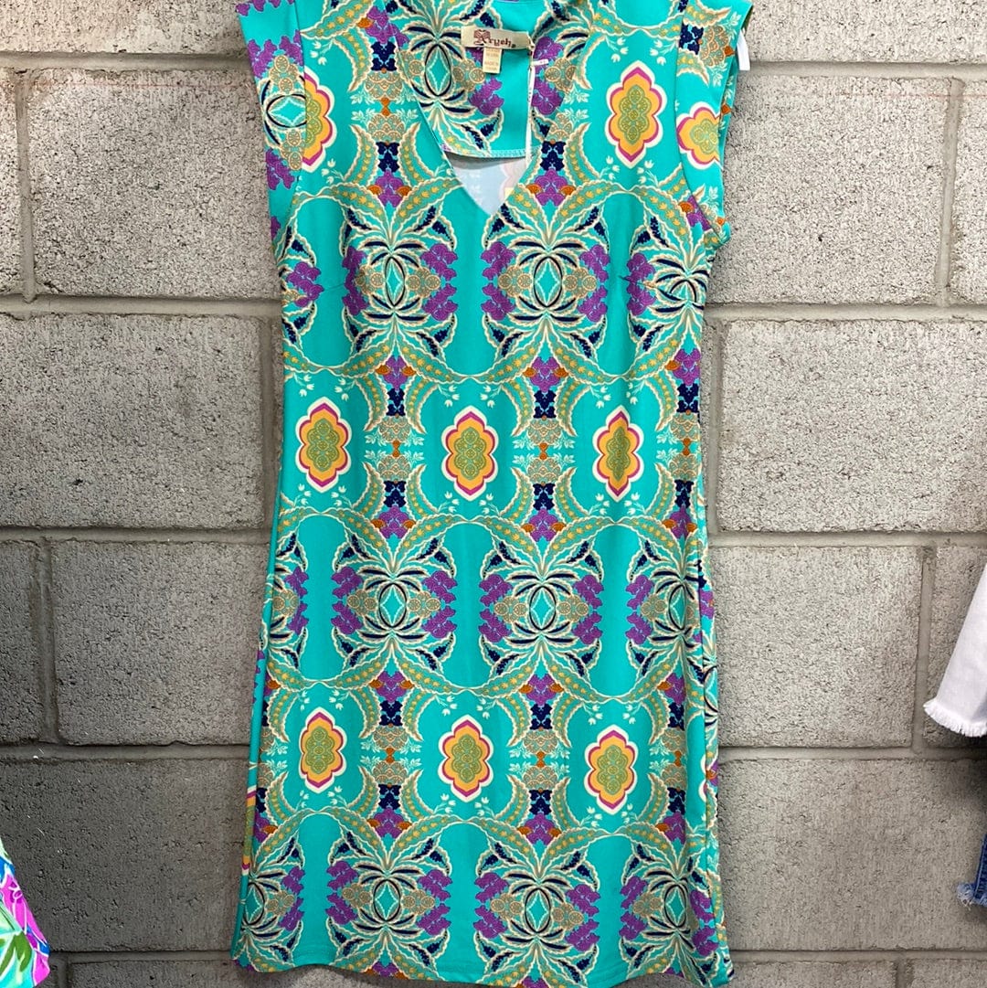 Mint Abstract Jane Cap Sleeve Dress