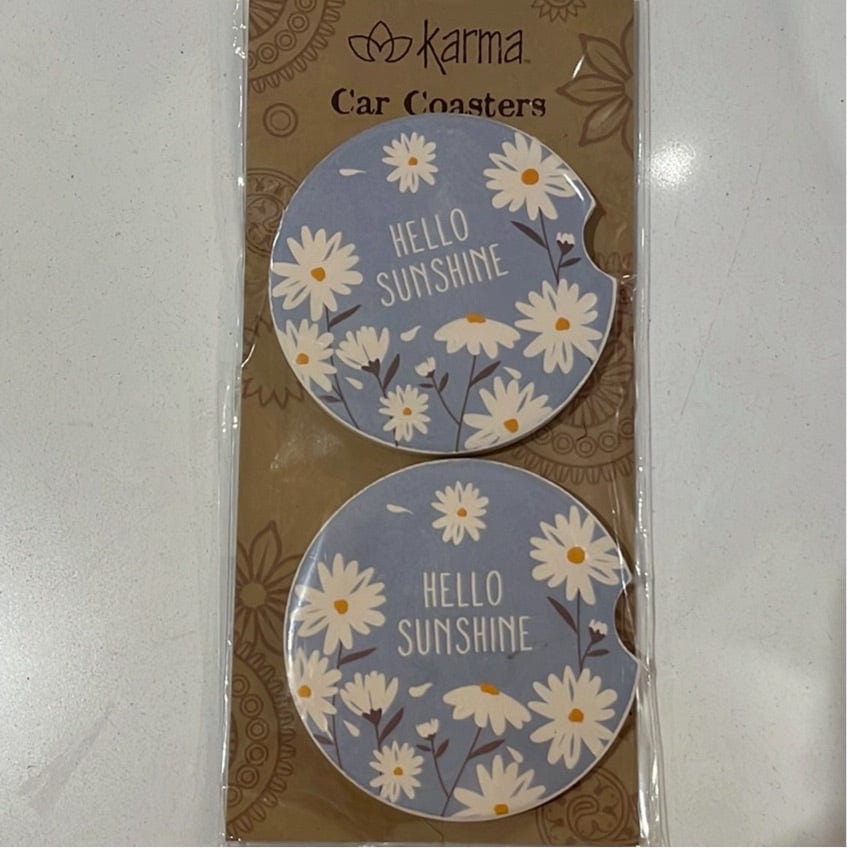 Daisy Car Coasters 2PK