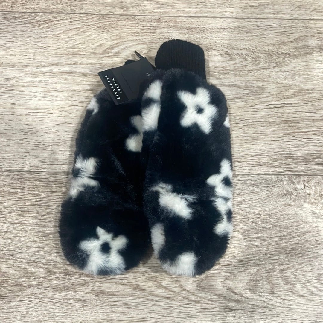 Black Flower Power Mittens