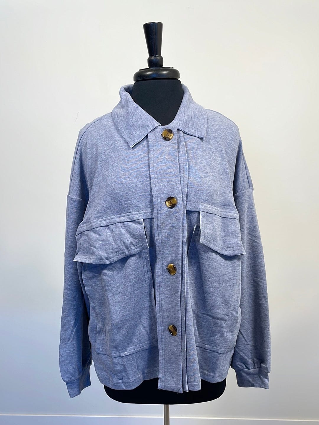 Soft Blue Front Pockets Jacket