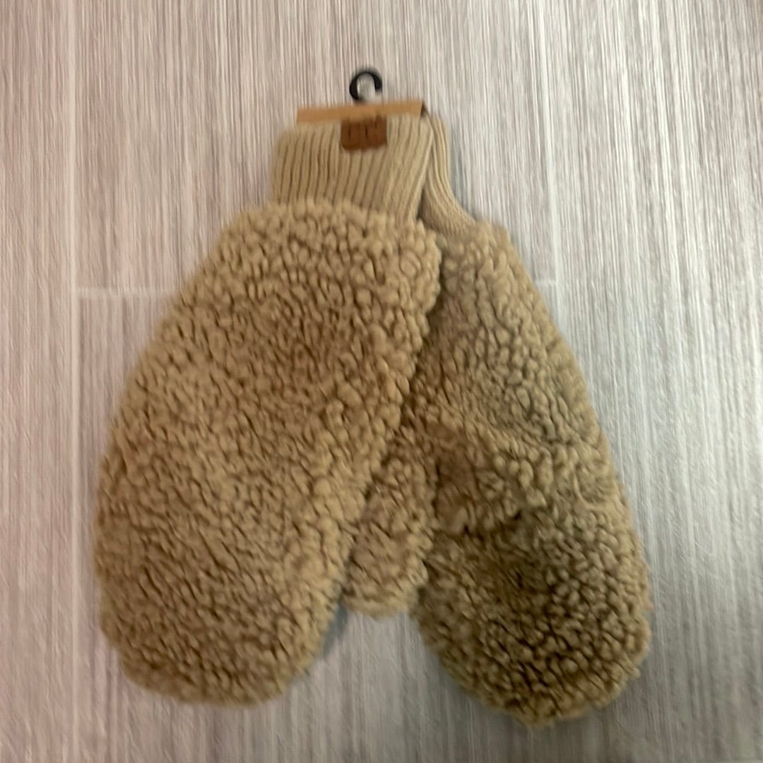 Dark Camel Sherpa Convertible Mitten Gloves