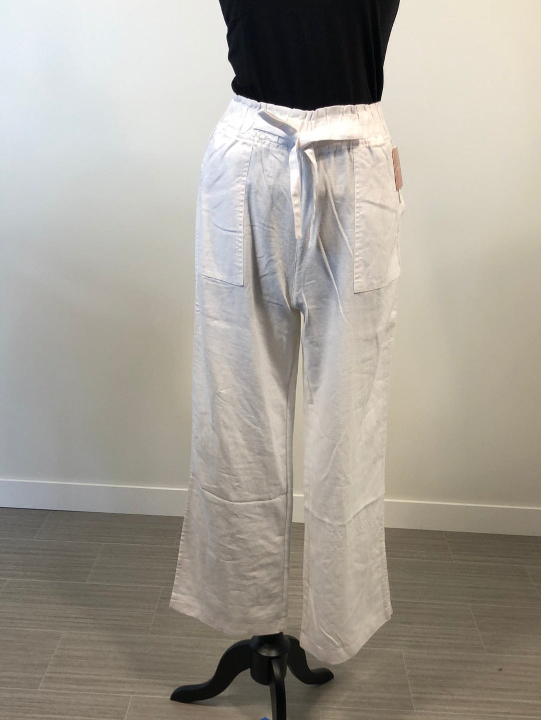 White Linen Paperbag Wide Leg Pants