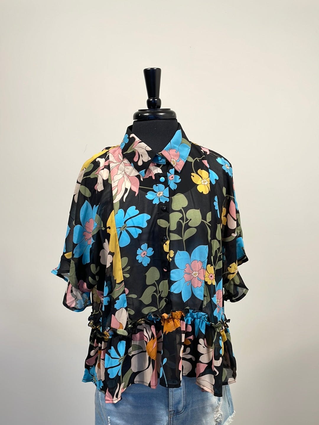 Black Sheer Floral Babydoll