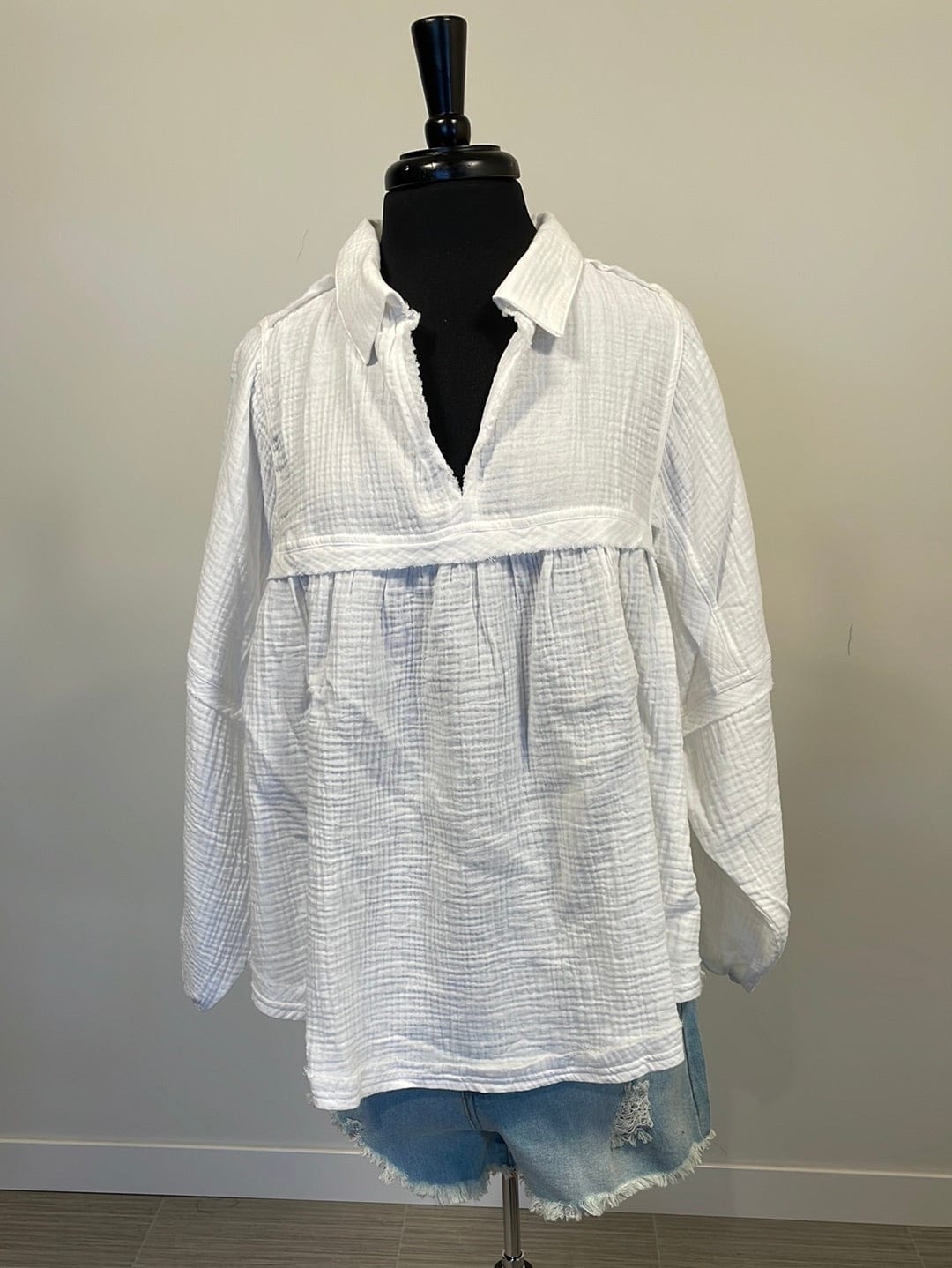 White Gauze Babydoll Top