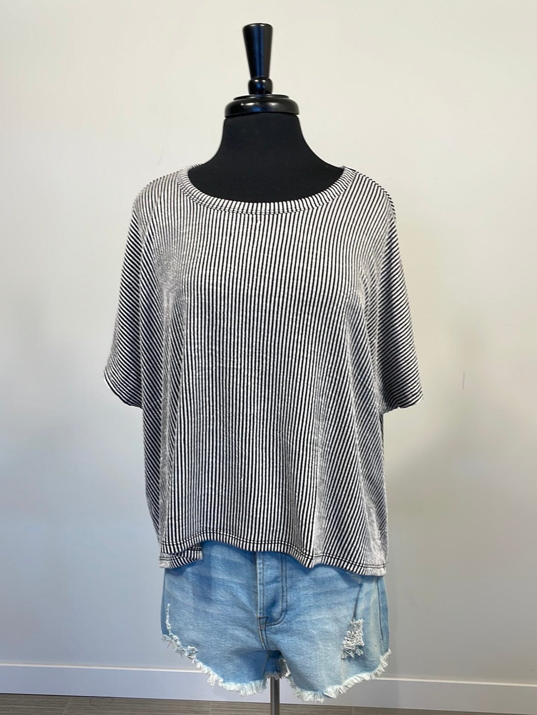 Black & White Ribbed Striped Top