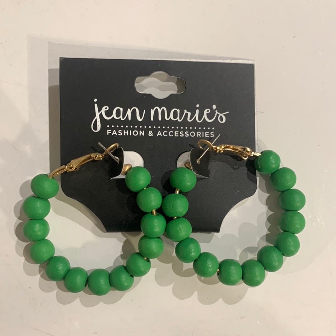 Kelly Green Beaded Hoop Earring