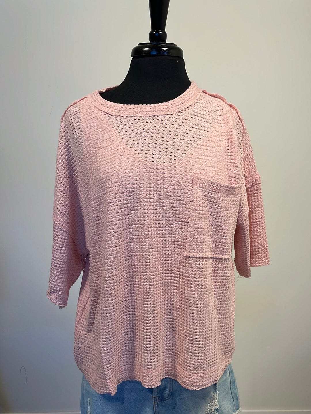 Blush Pocket Waffle Top