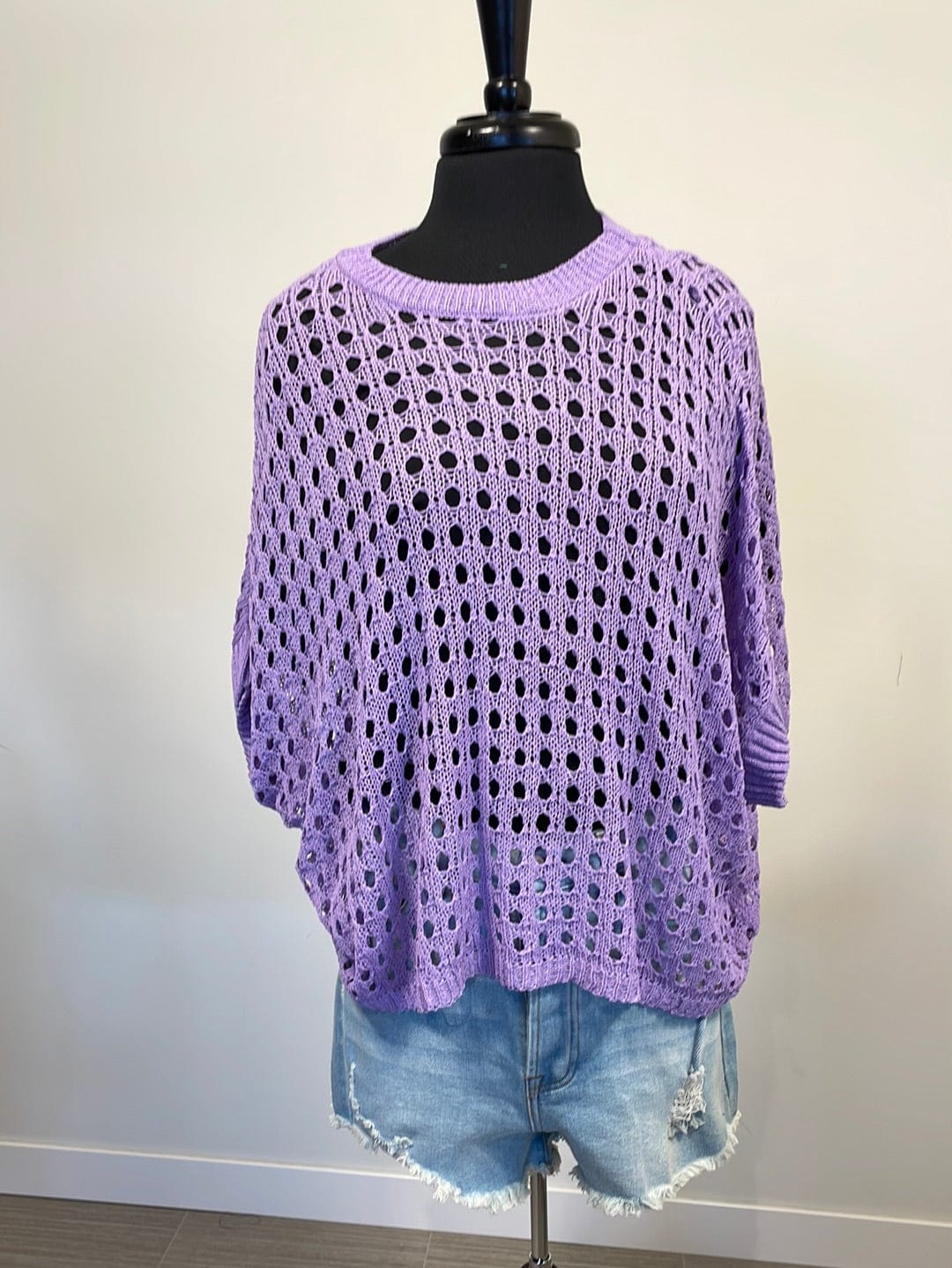 Lavender Crochet Crop Poncho