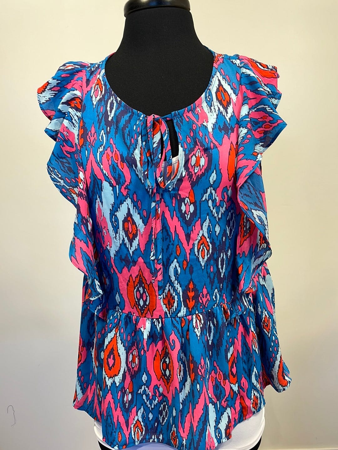 Tribal Blue Flouncy Top