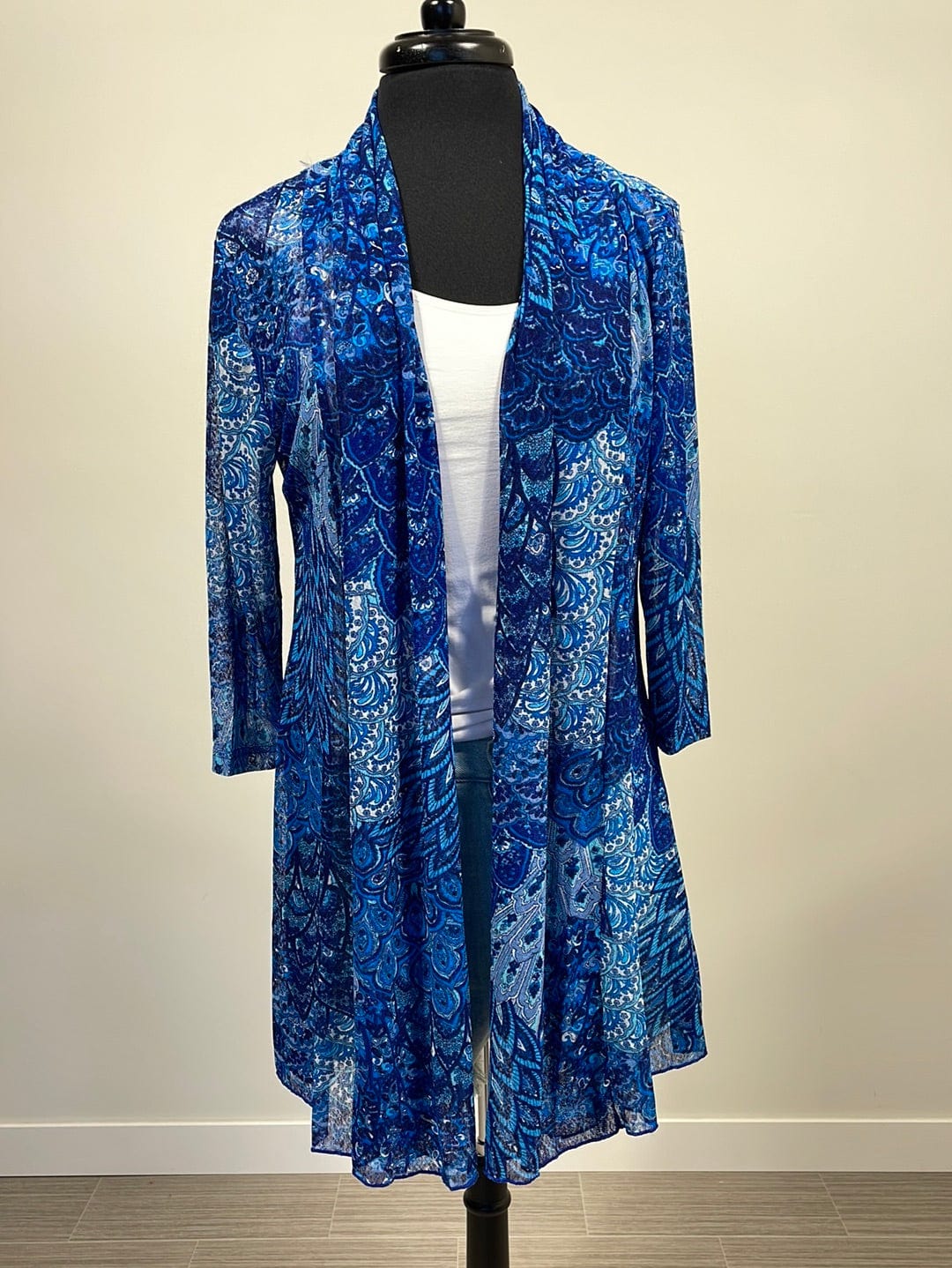 Navy Paisley Mesh Cardigan