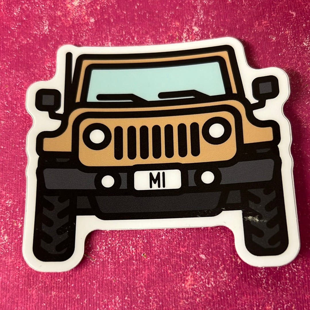 MI License Plate Jeep Sticker