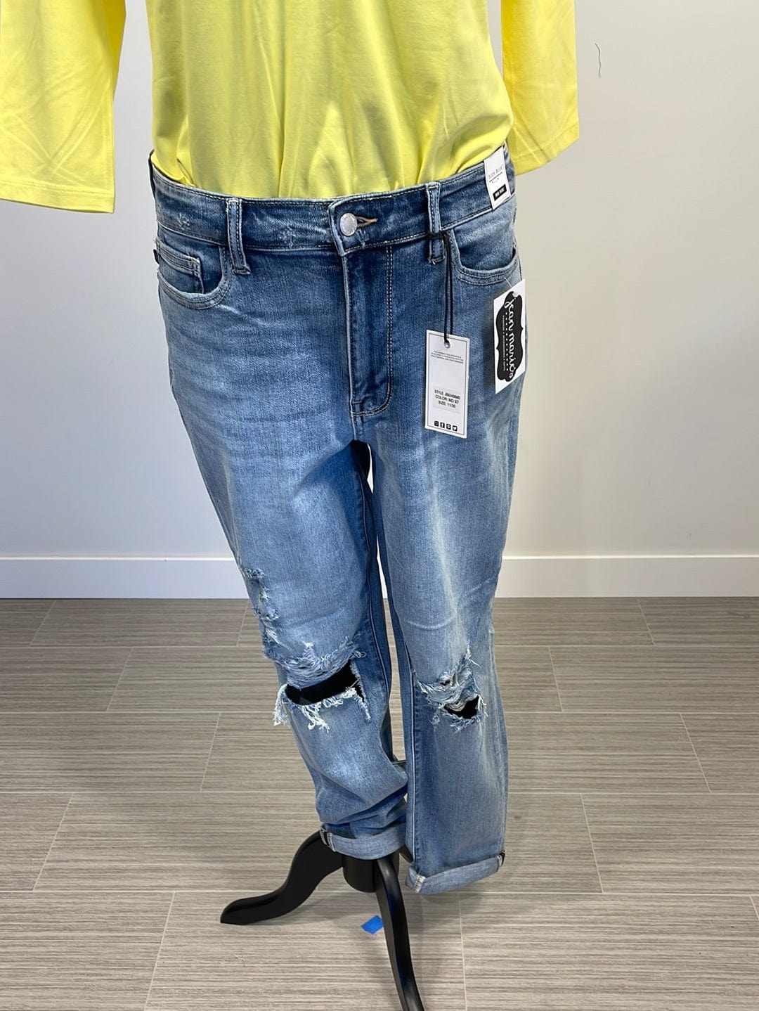 Ripped Double Cuff BF Jean