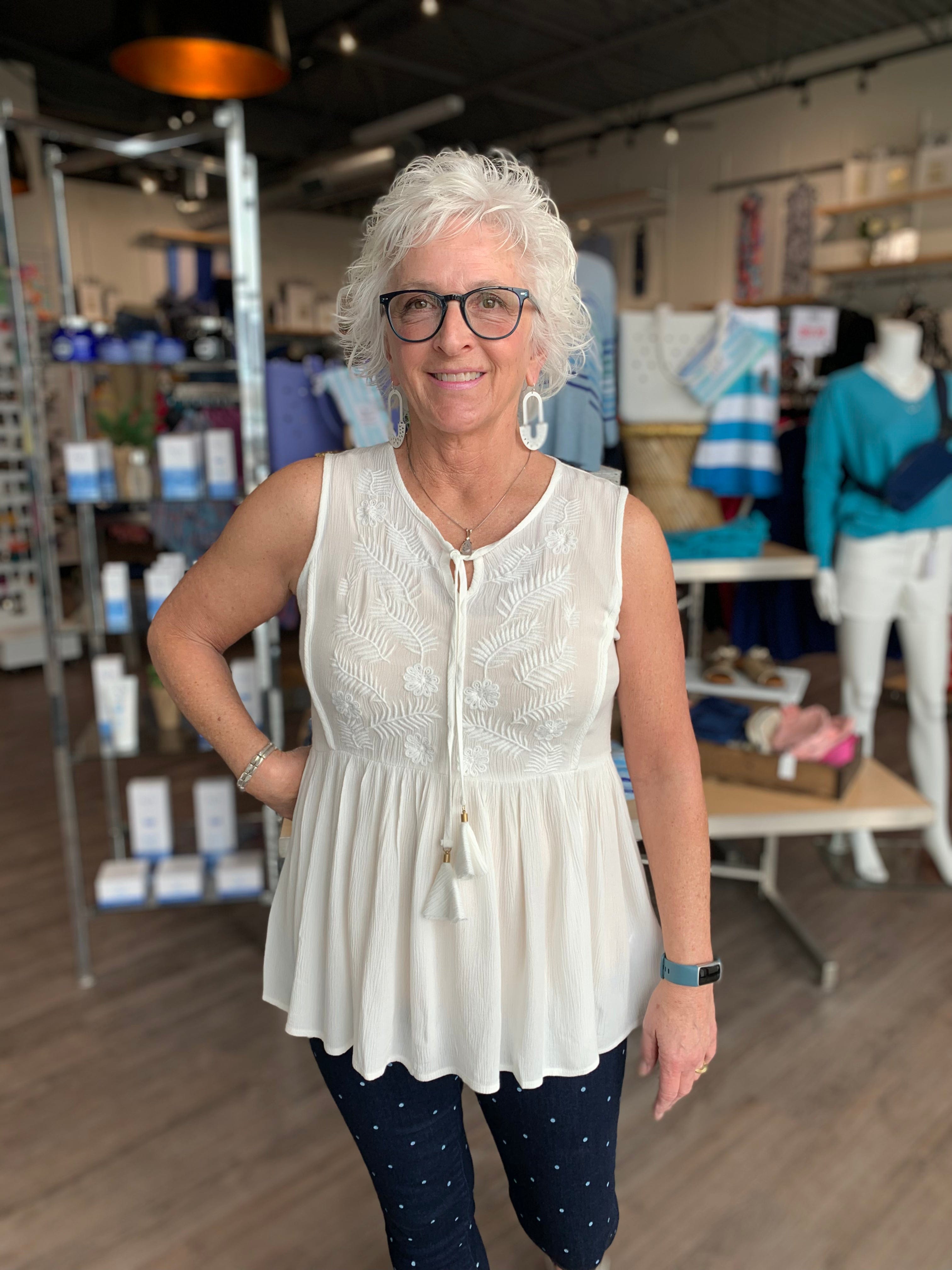 Eggshell Embroidered Babydoll Blouse