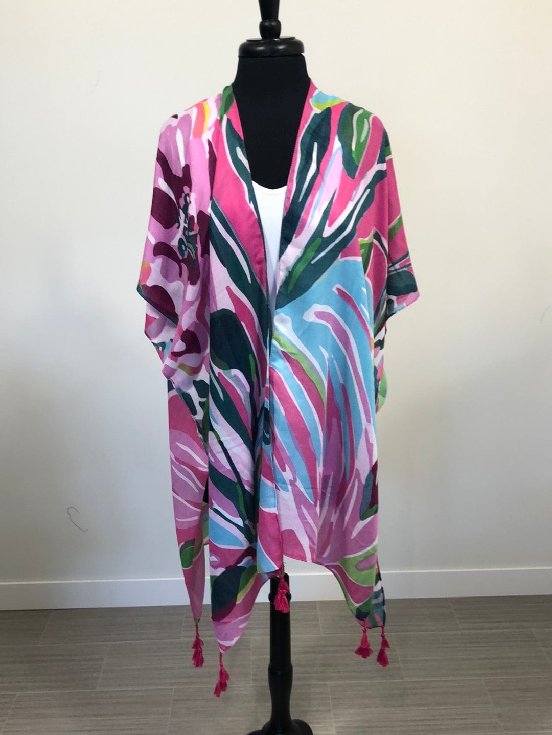 Fuchsia Floral Print Kimono