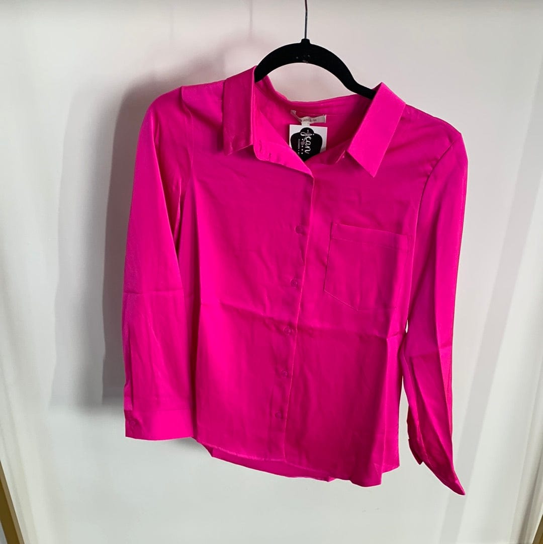 Hot Pink Satin Button Down