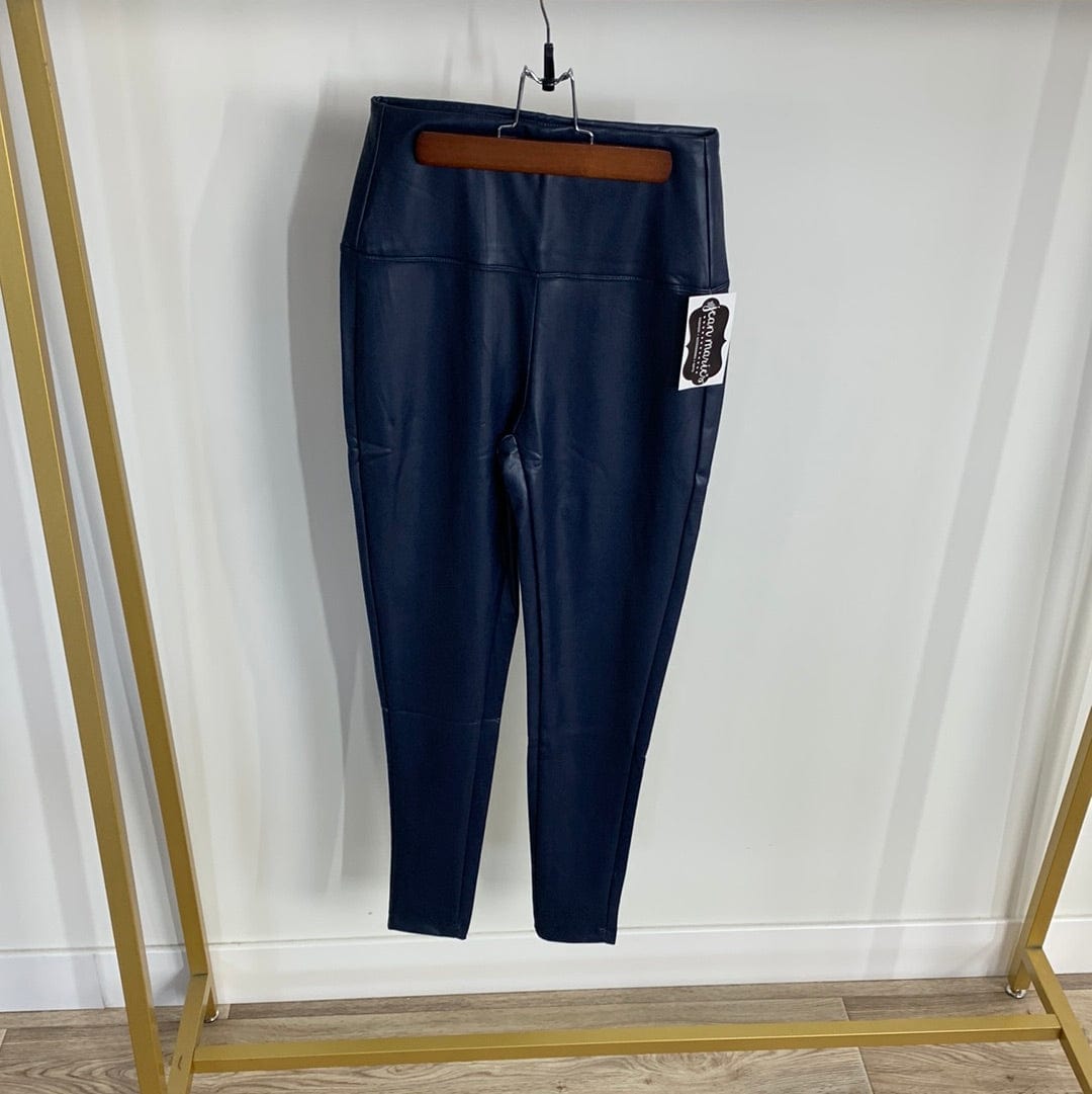 Navy Faux Leather Leggings