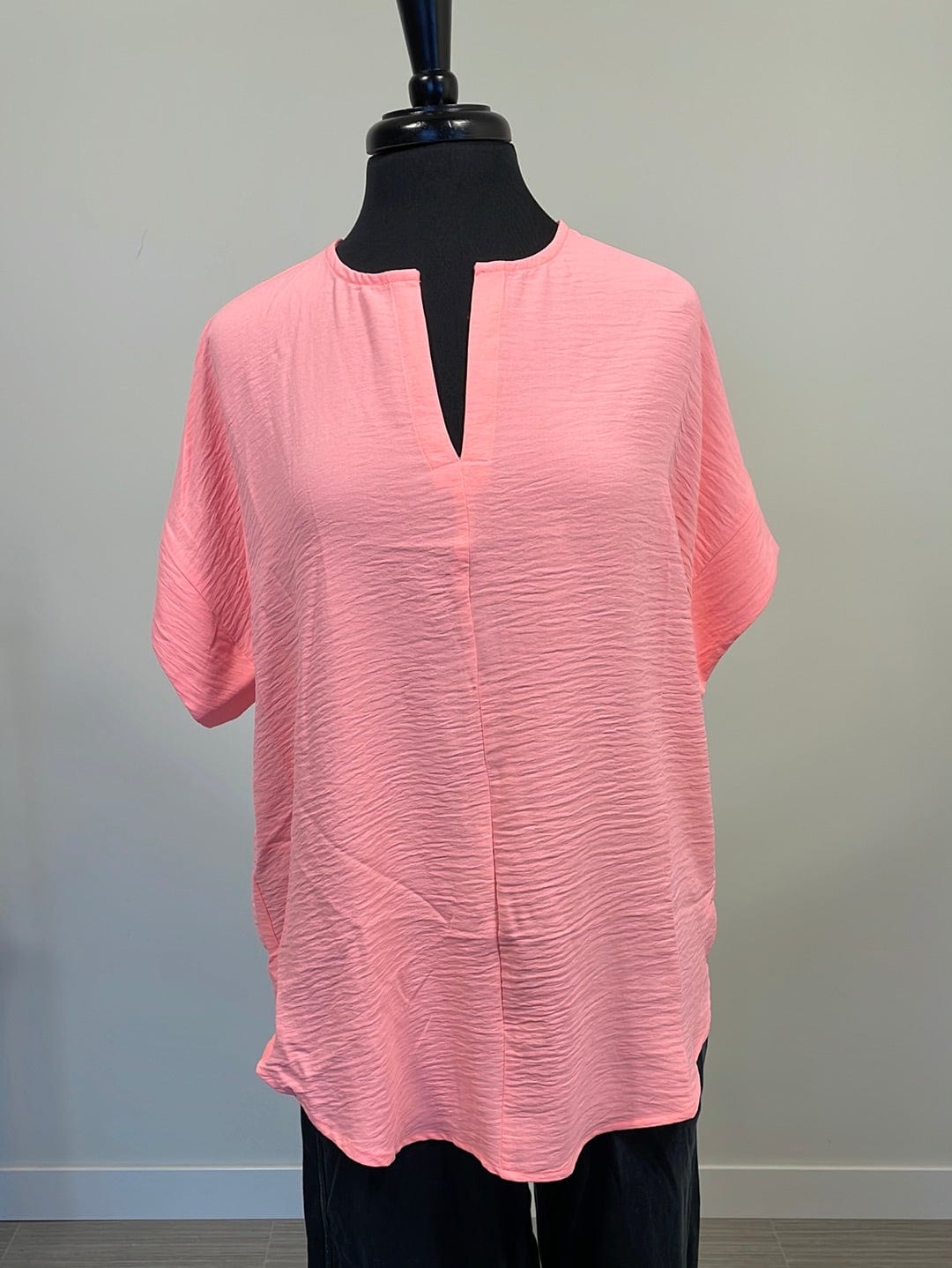 Bright Pink Breezy V-Neck Blouse