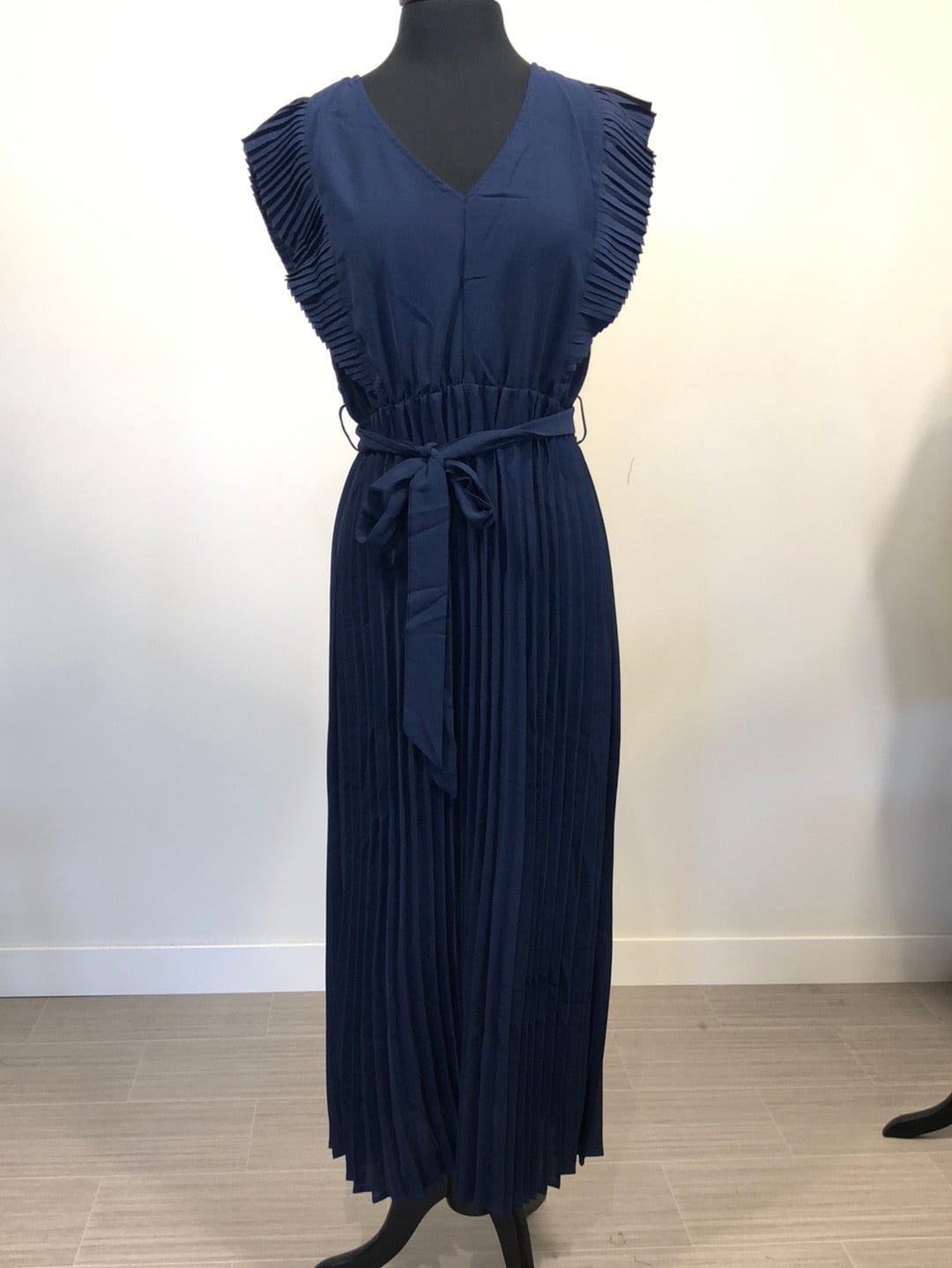 Navy Pleat Dress
