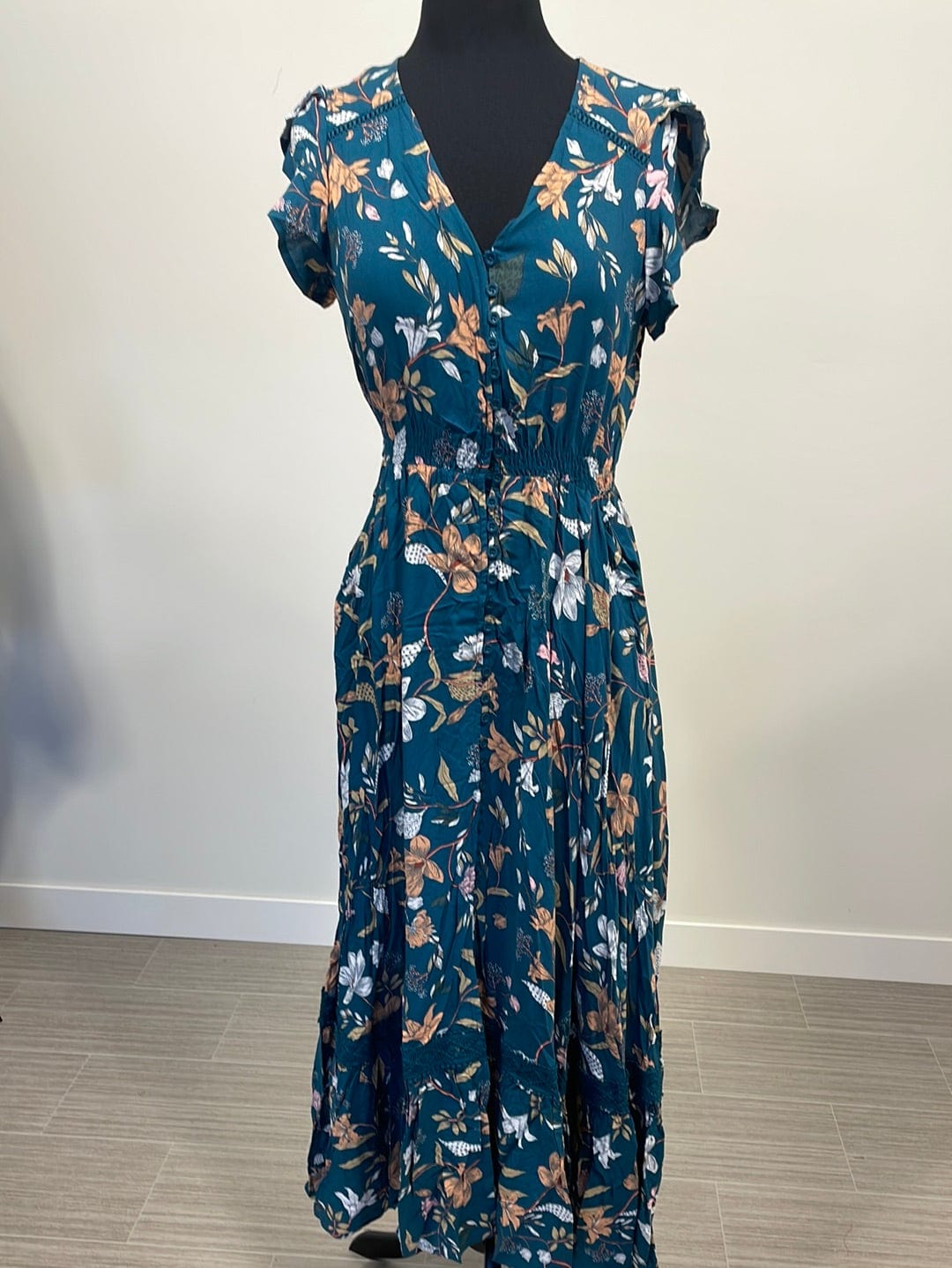 Teal Floral Maxi Dress