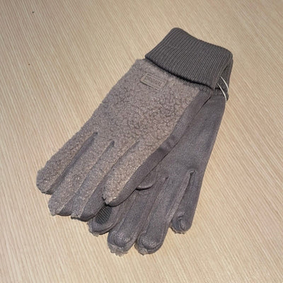 Gray Fuzzy Faux Wool Glove