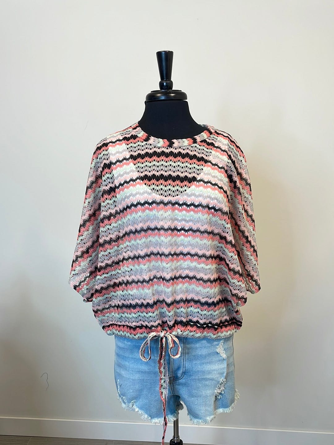 Pink Zig Zag Tie Top