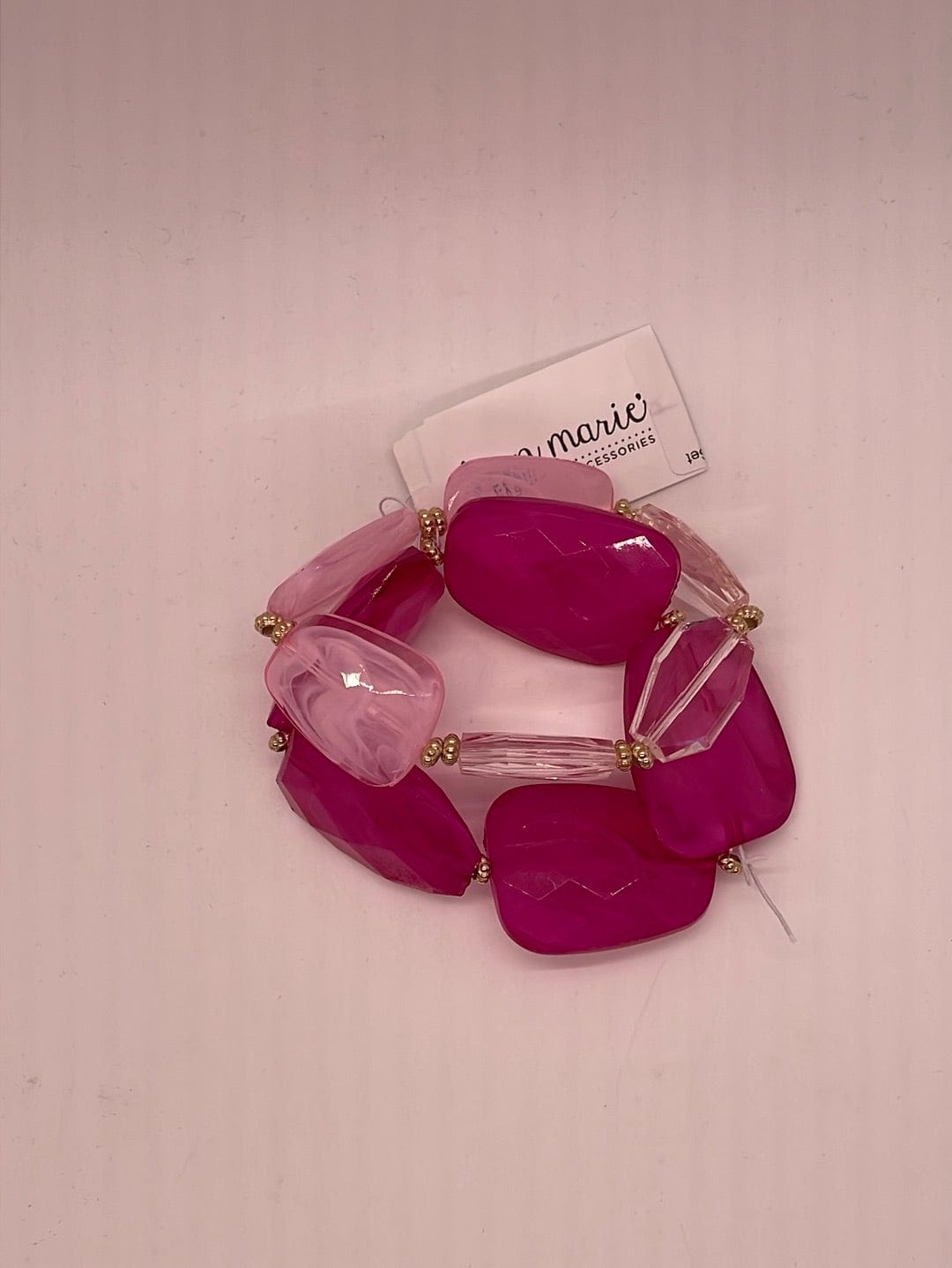 Pink Acrylic Stone Stone Bracelet Set