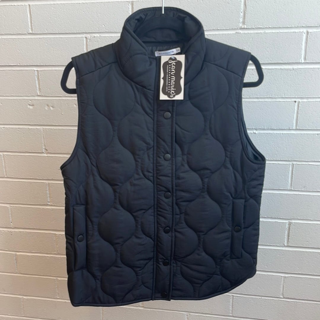 Black Polar Collar Zip Vest