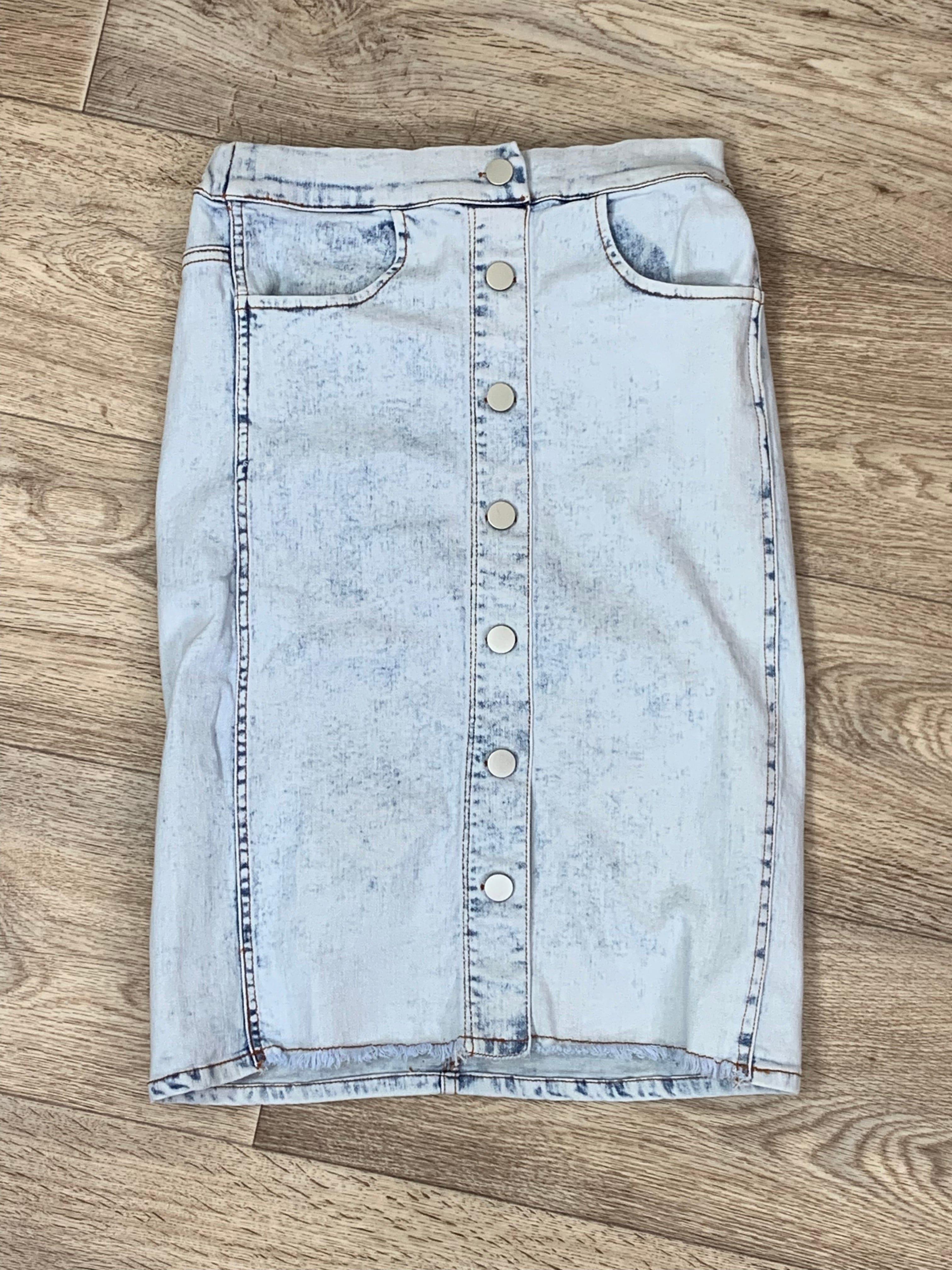 Light Denim Knee Length Skirt