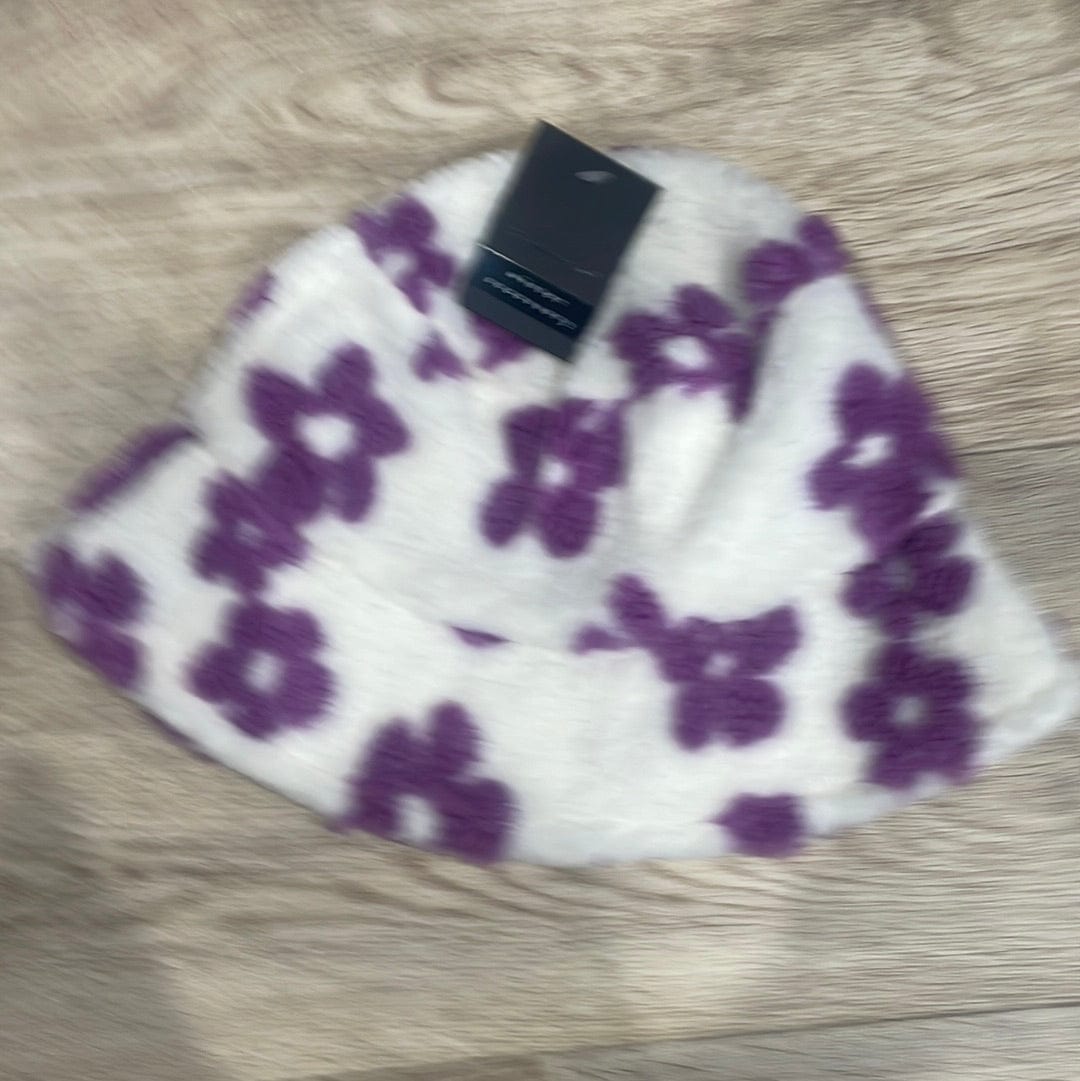 Purple Sherpa Flower Bucket Hat