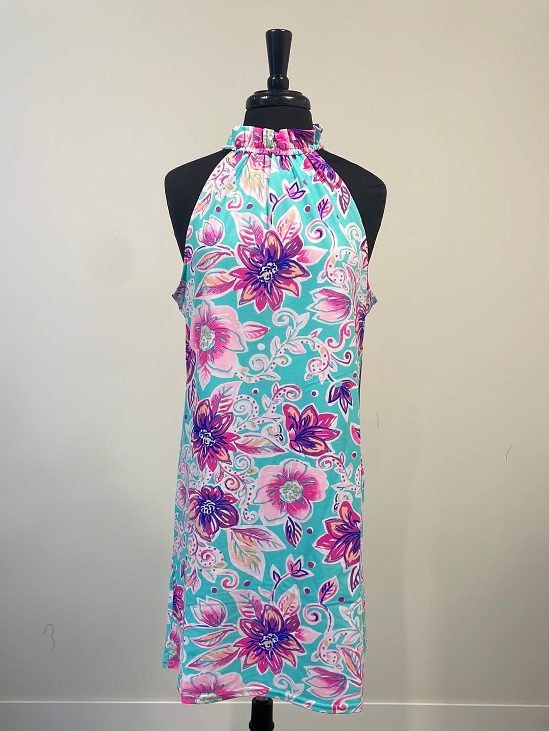 Ruffle Neck Mint Floral Dress