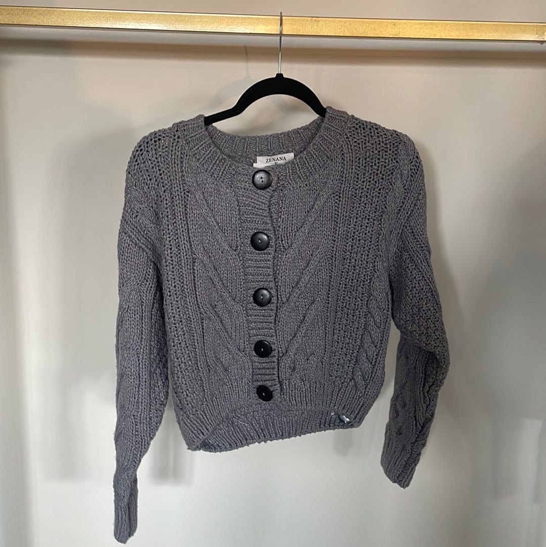 Heather Grey Button Front Cardigan